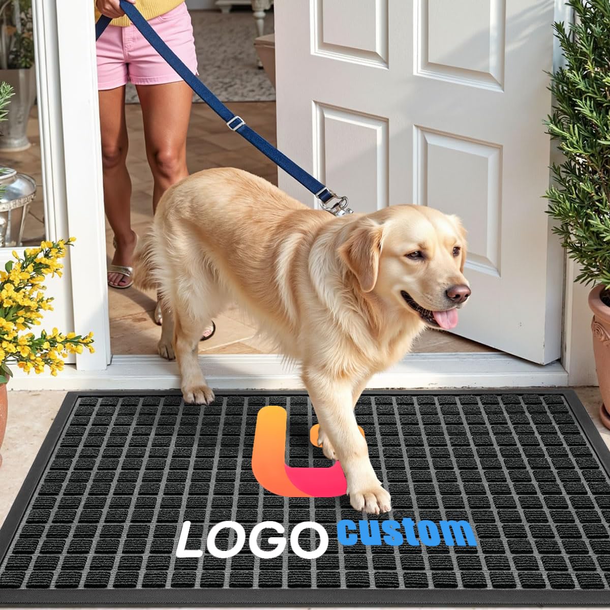 Zerbino Ingresso Esterno Interno Personalizzato Entrata Tappeto con Logo Testo Antiscivolo Resistente Zerbini Tappetino Personalizzati,60x90cm