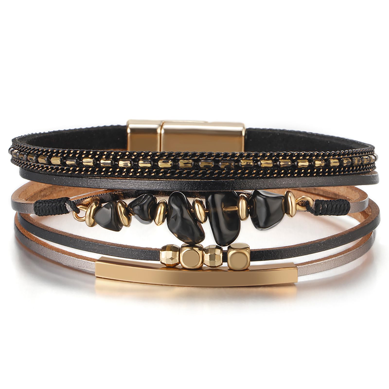 Fesciory Leather Wrap Bracelets for Women, Boho Western Layered Jewelry