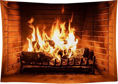 Miniatura 5 de CapiSco Telón de fondo de chimenea ardiente de 7 x 5 pies, para invierno, Navidad, chimenea, fondo de madera llameante para decoración de pared de