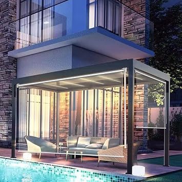 Clear Exterior Roller Shade Window Clear Roller Shade,Patio Gazebo Waterproof Roll-Up Blinds, Shades PVC Transparent Roller Shades,Clear PVC Plastic Window Blind,100x100cm/39.3x39.3in [Energy Class A]