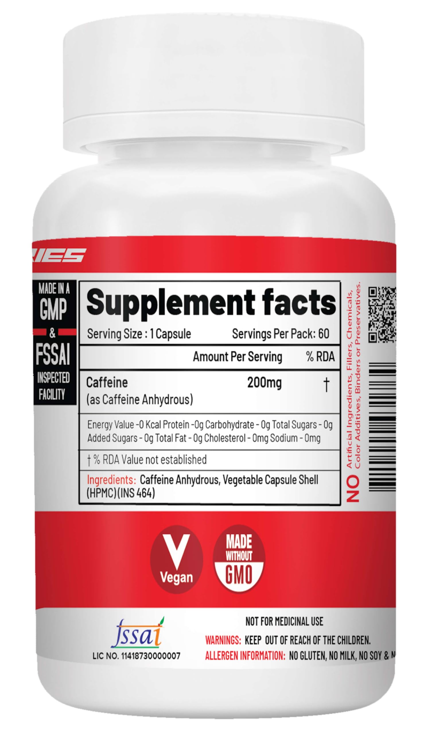 NutriJa Caffeine 200mg 60 Capsules | Pure & Potent | Boosts Performance & Metabolism 1