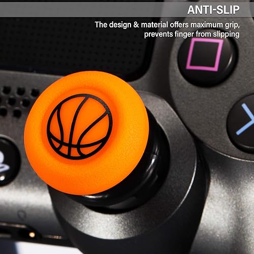 Miniatura 5 de Extensor de palanca de pulgar FPS e impresión de goma cubierta de agarre de silicona 2 juegos para PS5 Dualsenese y PS4 Controller (baloncesto)