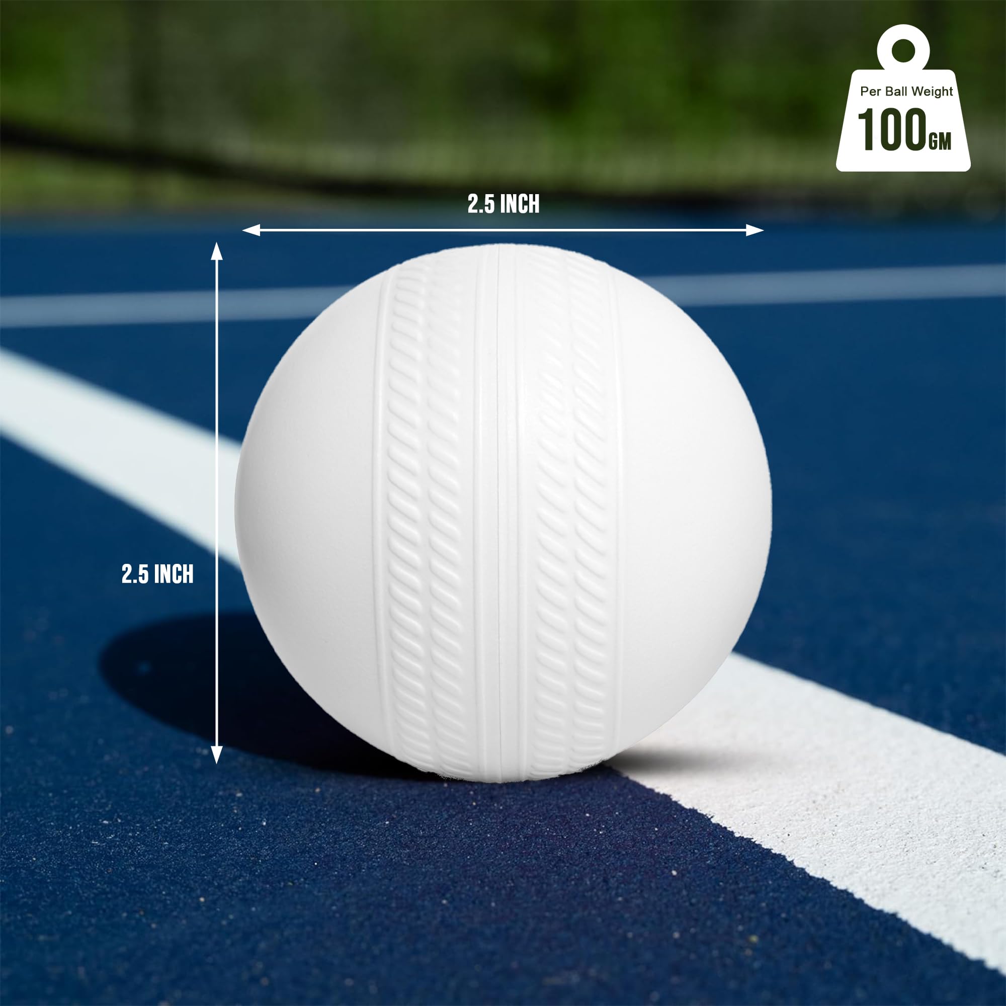 Zhoosh Cricket Plastic Training Balls White (100 Gm Per Ball) (Pack of 6) 3