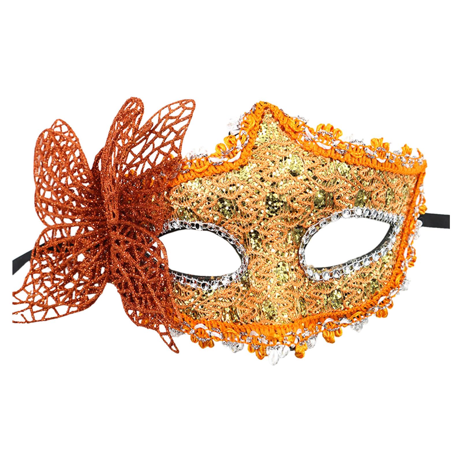 Masquerade Mask for Women,Carnival Masks,Ball Masquerade Party Face Guard,Mardi Gras Decorations (Orange)