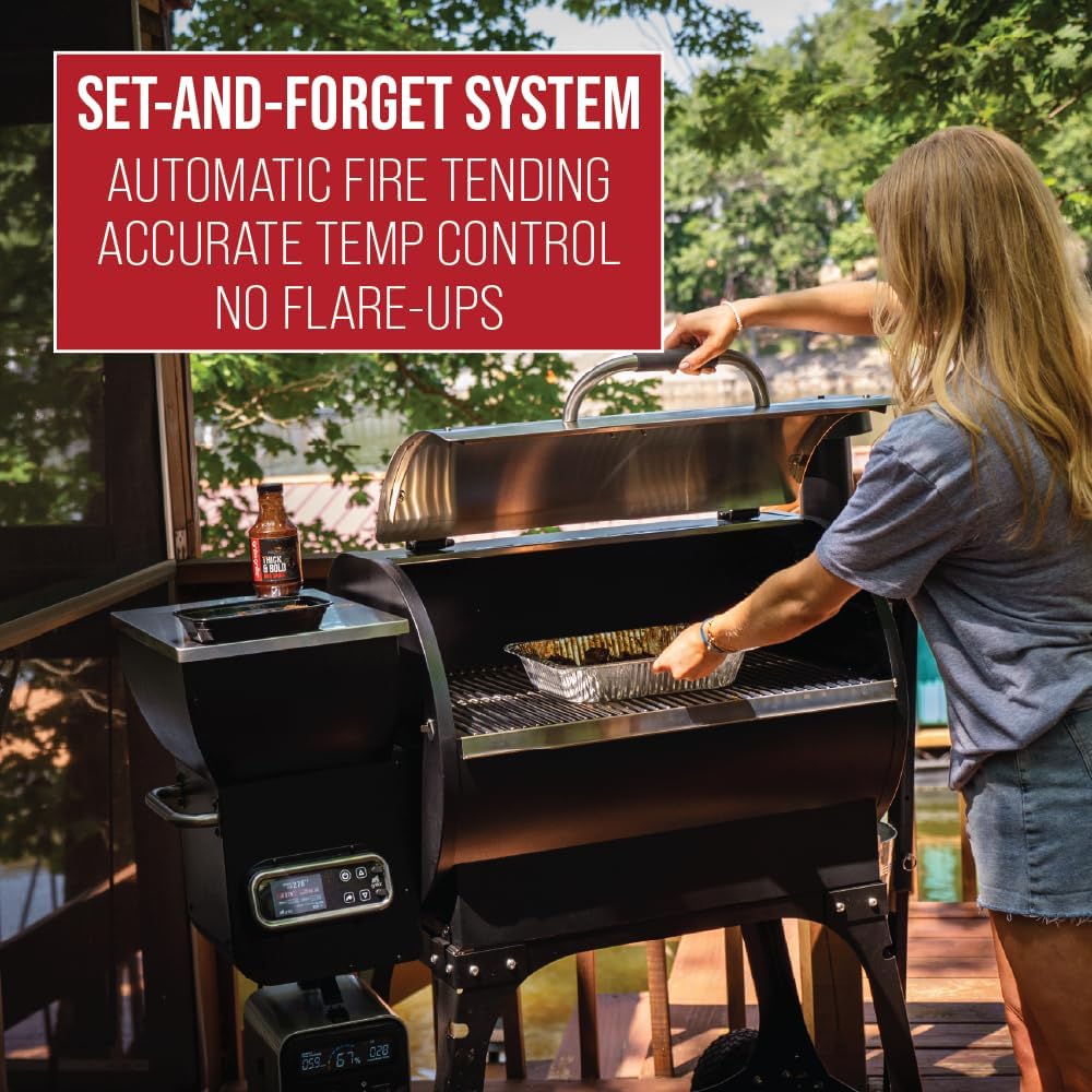 GRILLA Silverbac 2.0 Grill w/AT Cart, Heavy-Duty Stainless Steel, 33lb Hopper, 180°-500° Temperature Range, Mobile & Competition-Ready, For Outdoor Cooking, BBQ, and, Outdoor Grilling