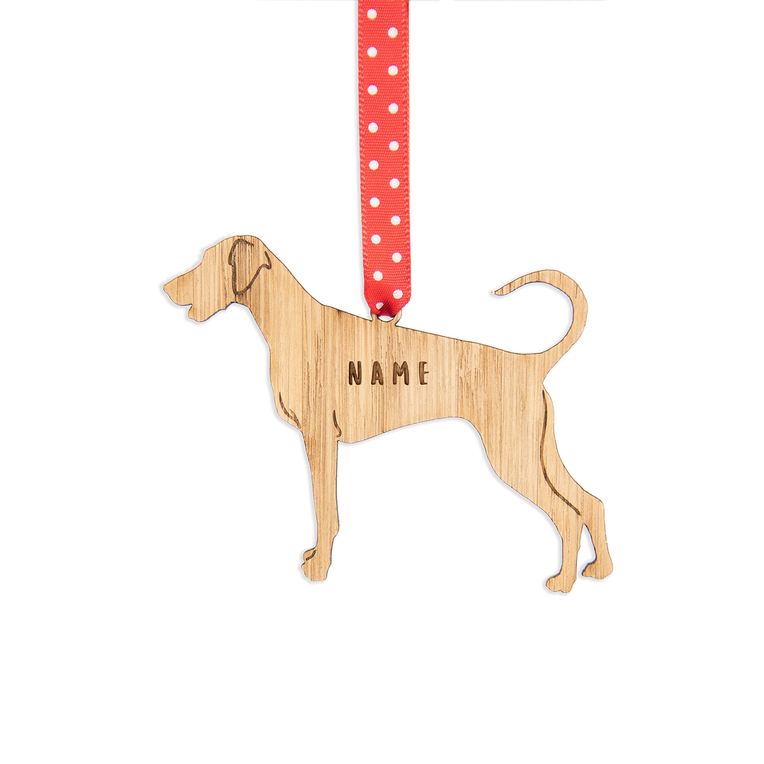 Christmas tree decorations | Personalised Weimaraner dog shaped laser cut oak Christmas bauble | Decoration for present for pet bereavement or memorial gifts as keepsake ornaments