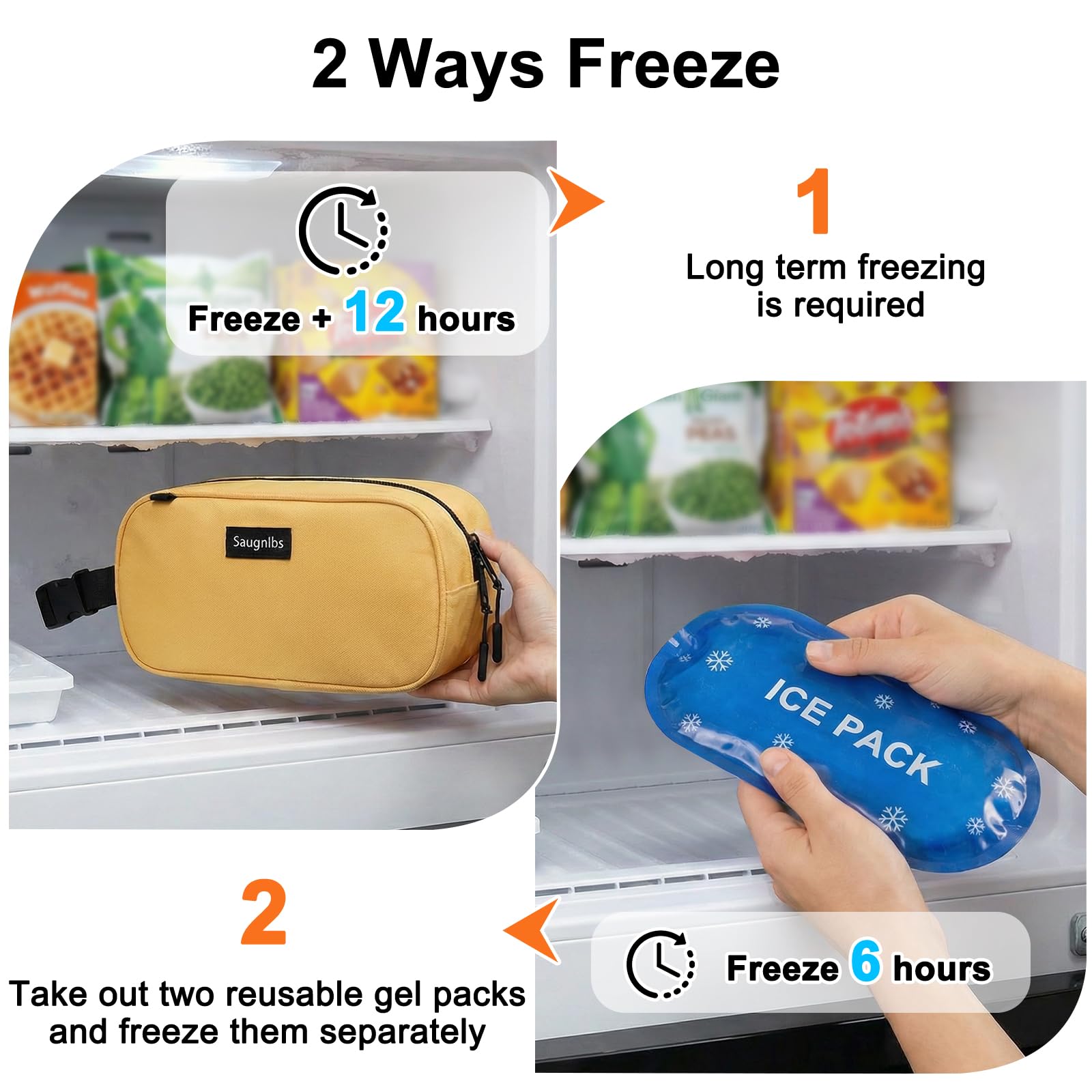 Petit sac isotherme, sac isotherme petit, mini sac isotherme, repas congelable avec 2 poches de glace pour le travail, l'école, les voyages, boîte à collation congelable pour adultes, 25,4 x