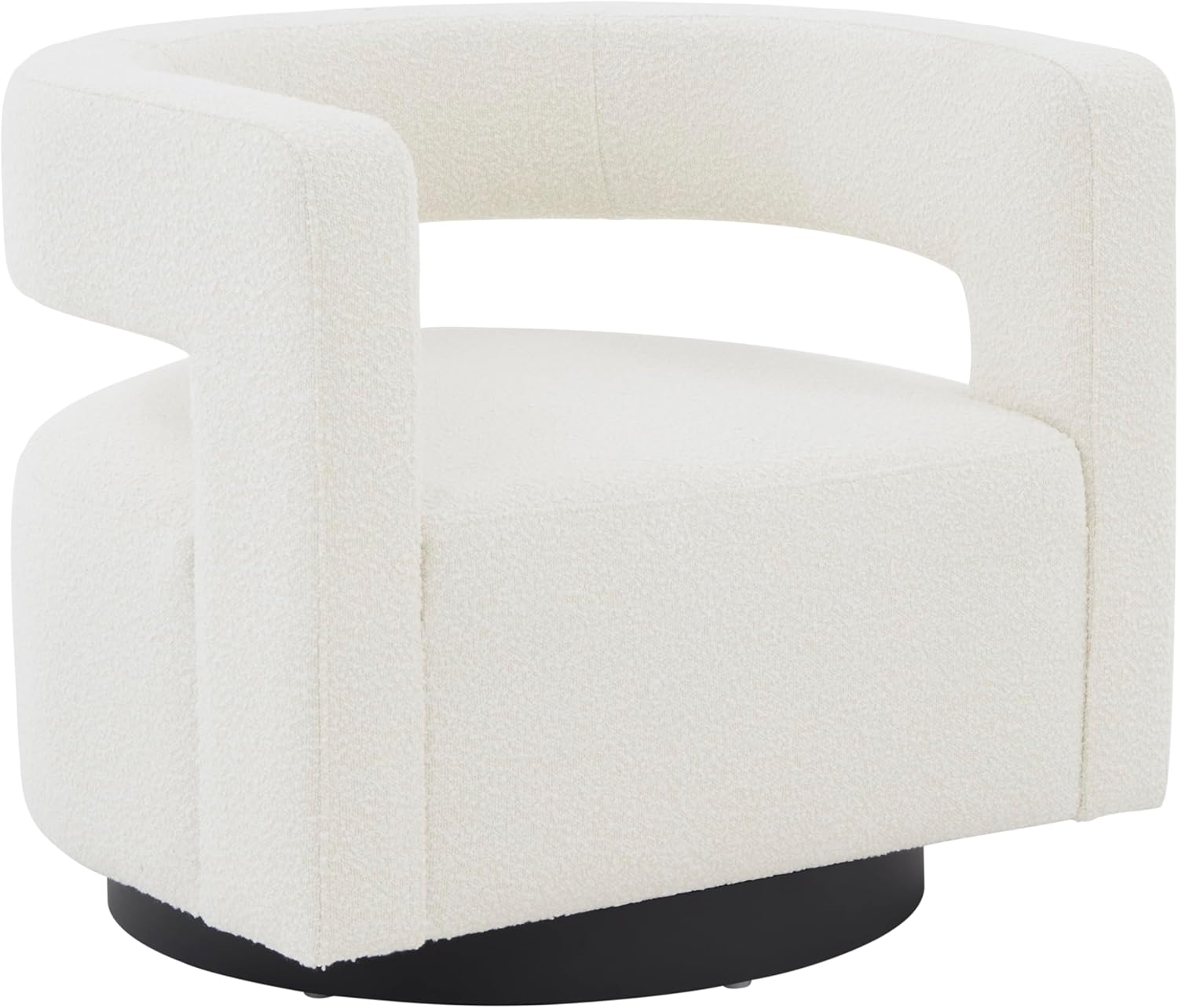 SAFAVIEH Couture Collection Edgar Ivory Boucle/Black Swivel Chair (Fully Assembled)