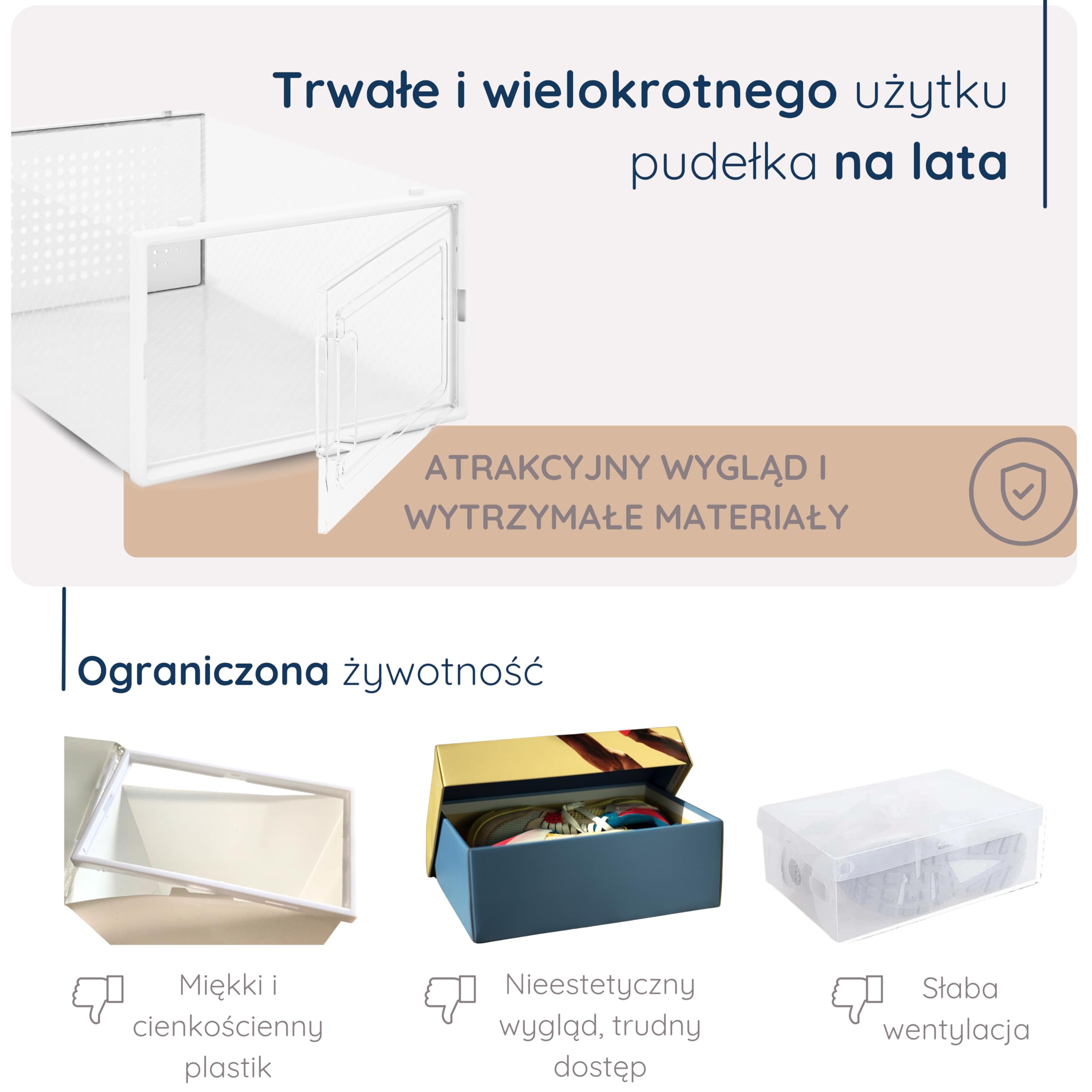 Składane pudełka na buty z możliwością układania w stos - trwałe pudełka do przechowywania butów - organizer na buty - plastikowe przezroczyste pudełka do garderoby sypialni przedpokoju 6 sztuk 4CONVY
