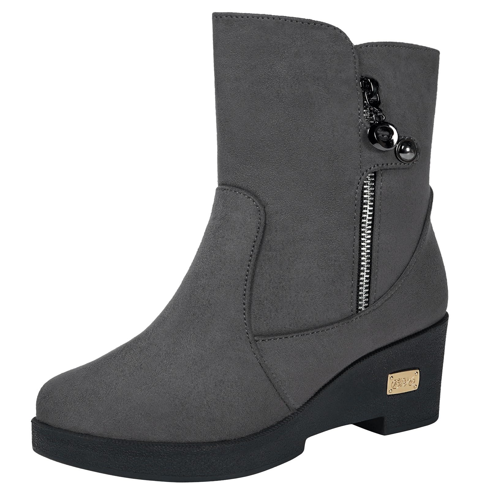 Gaatpot Stivaletti Inverno Donna Stivali da Neve con Zeppa | Stivaletto Invernali, Stivale Caldo Pelo Foderato, Scarpe Con Cerniera, Comodi Eleganti