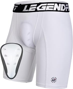 Youth Boys Football Baseball Compression Shorts w/Cup Protector Athletic Sliding Underwear Lacrosse Cricket