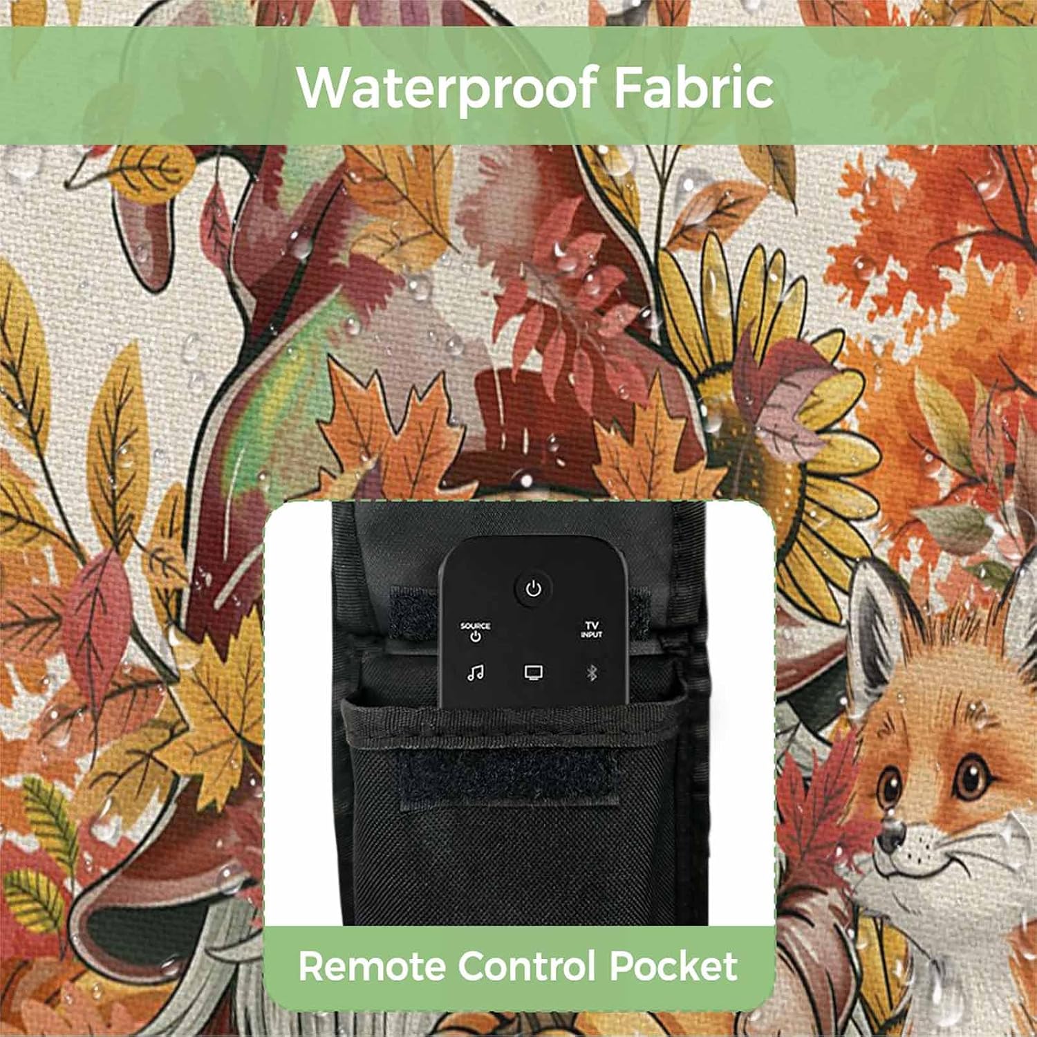 Thanksgiving Outdoor TV Cover Gnome Pumpkin Fox Fall Plant Linen Waterproof and Weatherproof 48"-50" LCD Movable Shield TV Display Screen Protector Outside Television Covers 48"Wx30"H