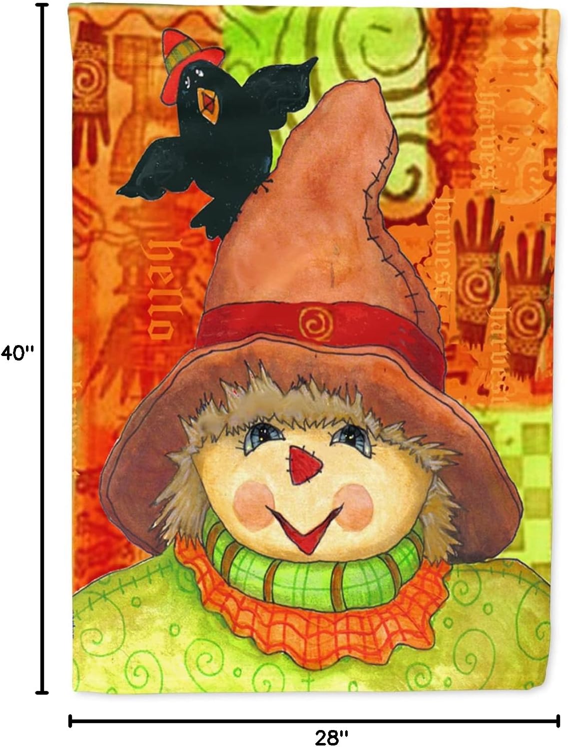 Caroline's Treasures PJC1062CHF Harvey and the Scarecrow Fall House Flag Large Porch Sleeve Pole Decorative Outside Yard Banner Artwork Wall Hanging, Polyester, House Size, Multicolor