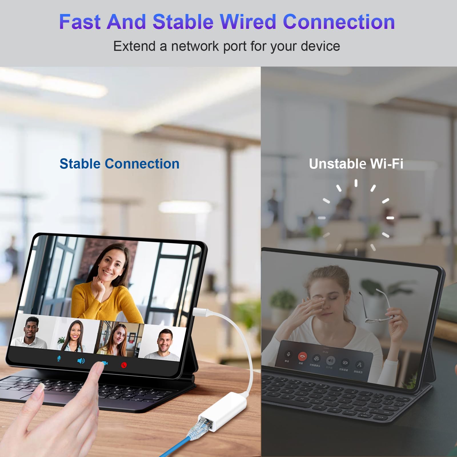 [Certificado MFi] Adaptador Lightning a Ethernet, adaptador de red LAN Ethernet de 100 Mbps Lightning a RJ45, compatible con i-Phone 14/13/12/11/i-Pad/i-Pod, Plug and Play (no POE)