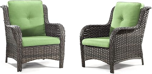 Miniatura 46 de Juego de 2 sillas de patio giratorias de 360 grados para exteriores y mesa auxiliar a juego – 3 sillas deslizantes de mimbre para patio con cojines