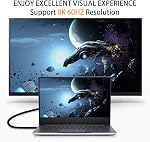 Poyiccot 8K HDMI Câble d'extension, HDMI 2.1 Angle gauche du câble 90 Degré 8K HDMI Hommes à femmes HDMI 2.1 câble 48Gbps Haute vitesse 8K 60Hz, 4K 120Hz, 3D Ultra HDR HDMI Câble d'extension 2feet(M/F Gauche)