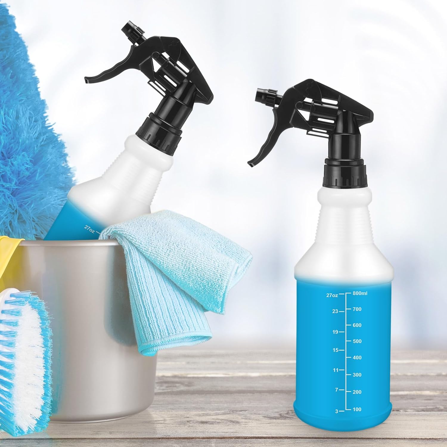 10 Pack Spray Bottles 16 oz Empty Water Spray Bottles for Cleaning Heavy Duty Refillable Squirt ‌container with Measurements Adjustable Nozzle for Household(Black,Stylish Style)