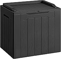 Devoko 30 Gallon Waterproof Resin Deck Box - Lockable Outdoor Storage Seat for Patio Cushions, Garden Tools & Pool Gear (Black)