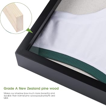 1DOT2 Jersey Frame Display Case Large Jersey Shadow Box 20x30 Sports Jersey Frames with Pine Wood for Football Baseball Basketball Hockey T-Shirt Wall Display,Black, 8888882