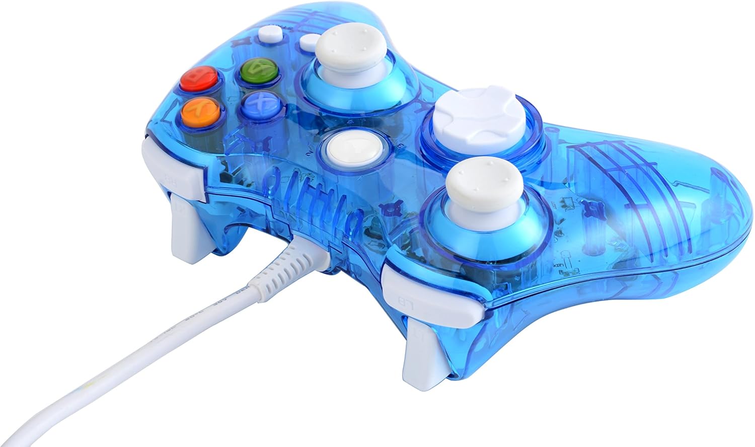 Compactible for Wired Transparent Glow USB LED Lights Clignote Game Pad Joysticks Controller Gamepad Slim Windows 10 Microsoft Xbox 360 Multi Colors - Bleu