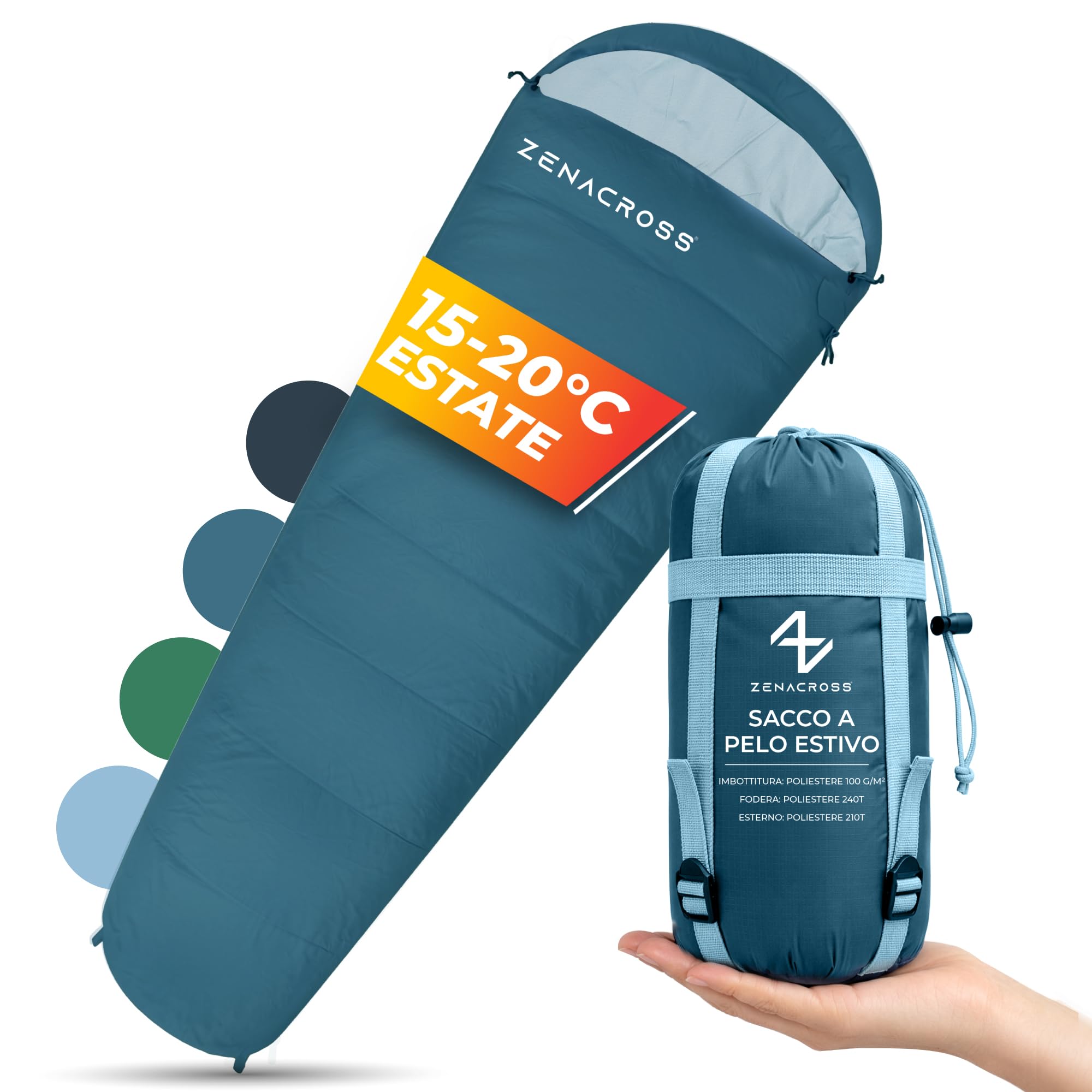 Sacco a Pelo Estivo - Sacco a Pelo Compatto & Ultra Leggero (900g) per Campeggio, Attività all'aperto e Festival