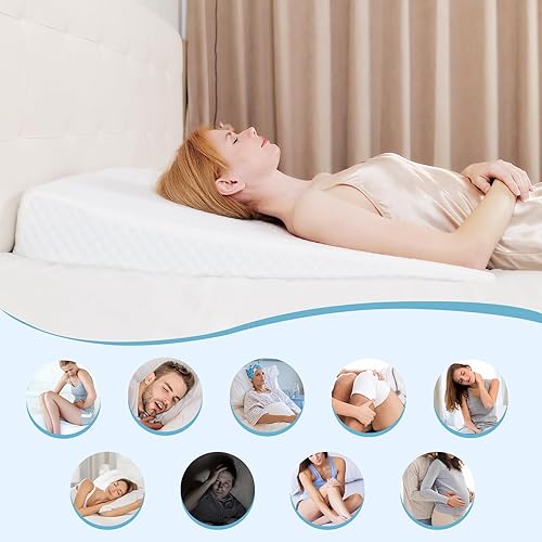 Miniatura 4 de Almohada de cuña para dormir, ronquidos, soporte de espalda, después de cirugía, almohada triangular de espuma, funda extraíble lavable, 7.5