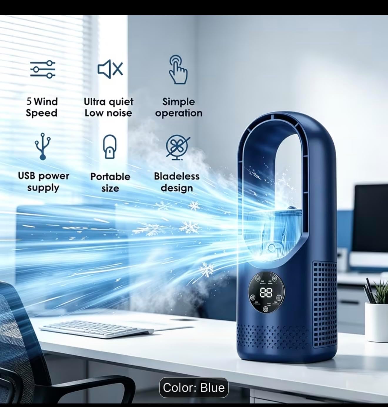 Cool air conditioner bladeless fan with water spray breezes