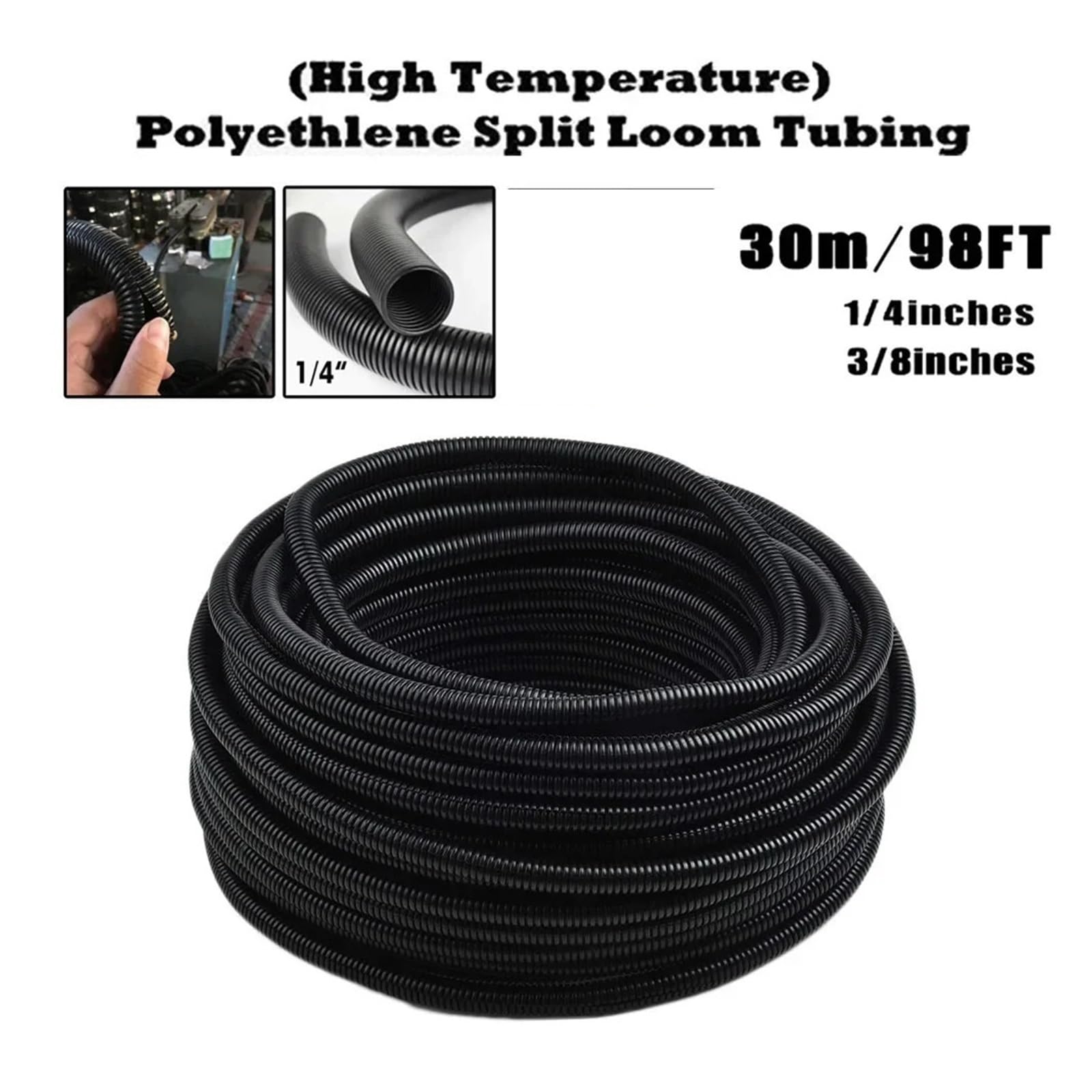 Tubo corrugato, Condotto corrugato diviso in polietilene da 30 m, diametro interno 6,5 mm/10 mm(10mm)