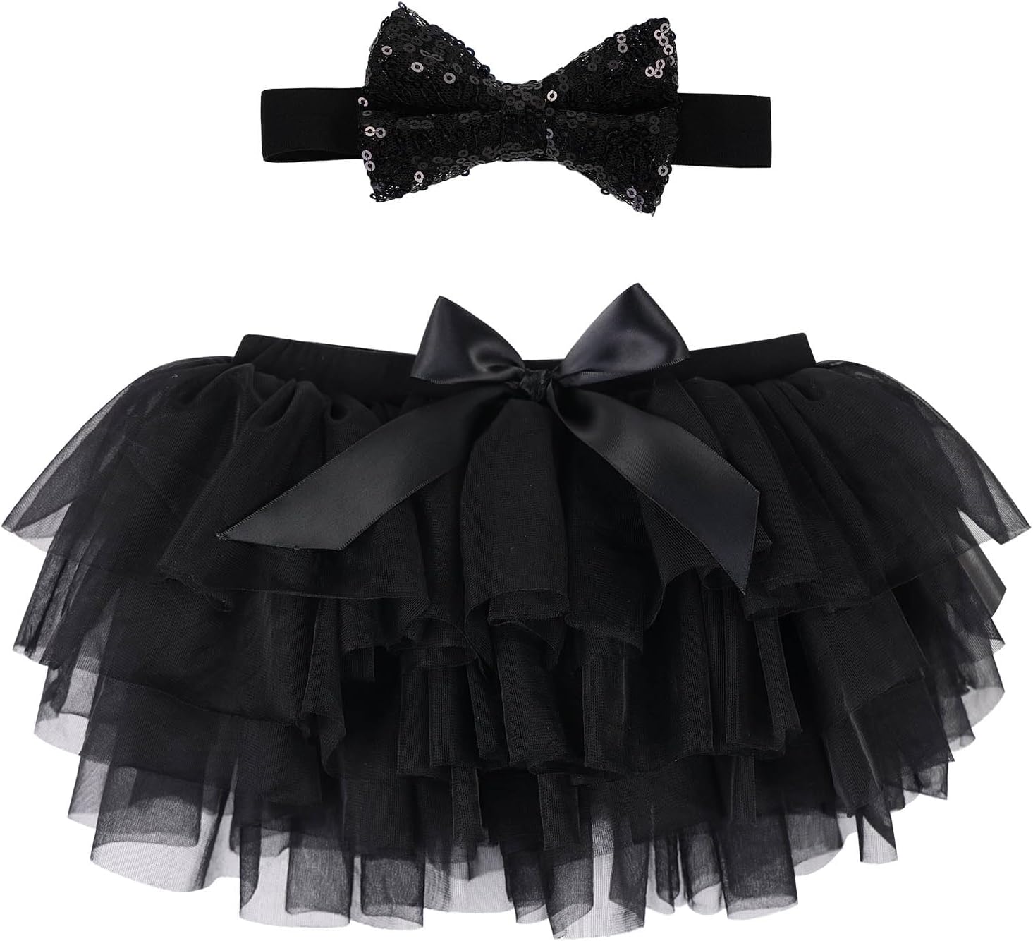 HUAANIUE Newborn Baby Girl Fluffy Soft Tutu Skirt with Diaper Cover,Toddler Girl Tutu Skirt with Headband