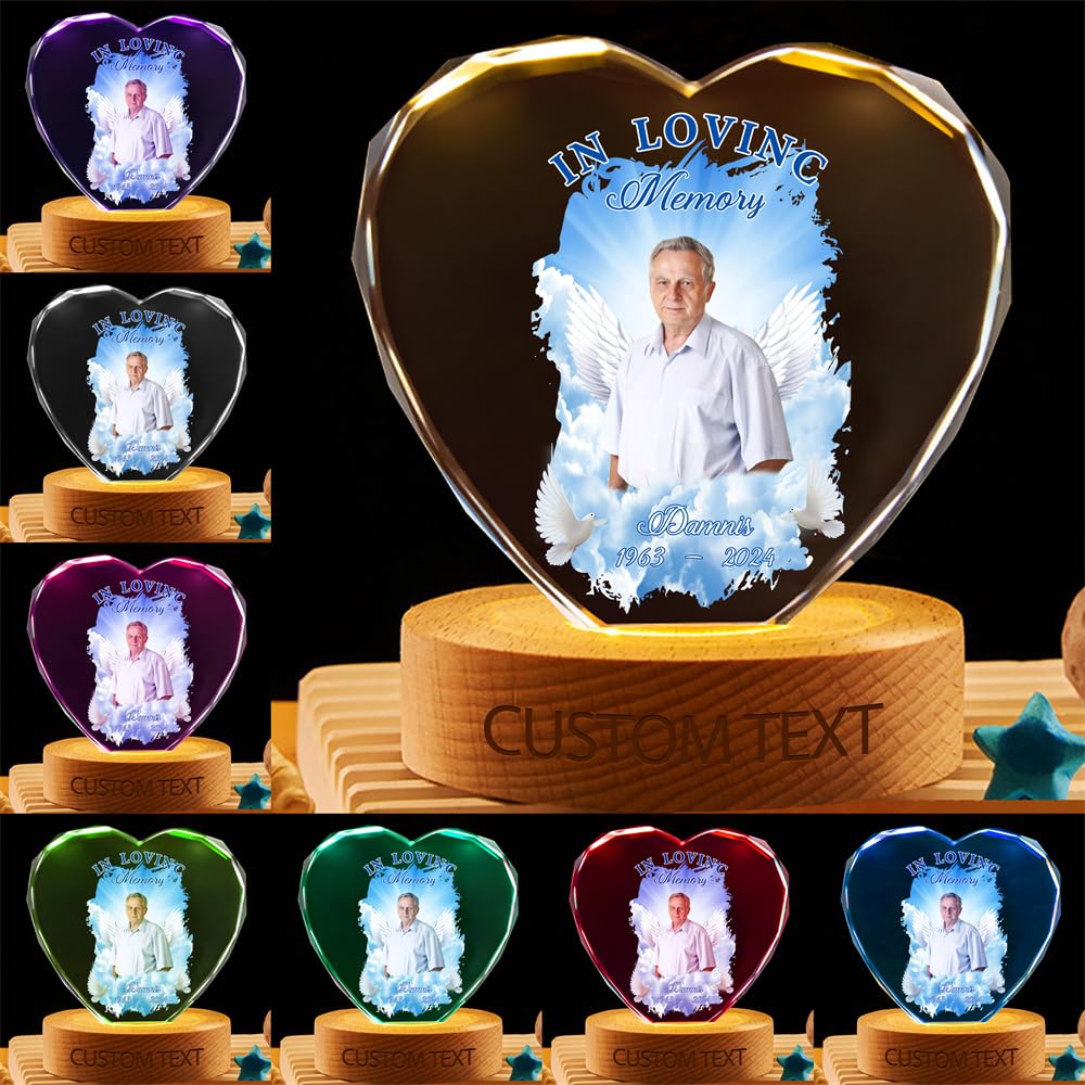 MYZQIFF When You Miss me Have no Fear Personalized Photo Memorial Crystal Globe Lamp, Custom Picture 3D Memory Crystal Ball Night Light Keepsake,Remembrance Sympathy Gift for Loss of Loved Ones
