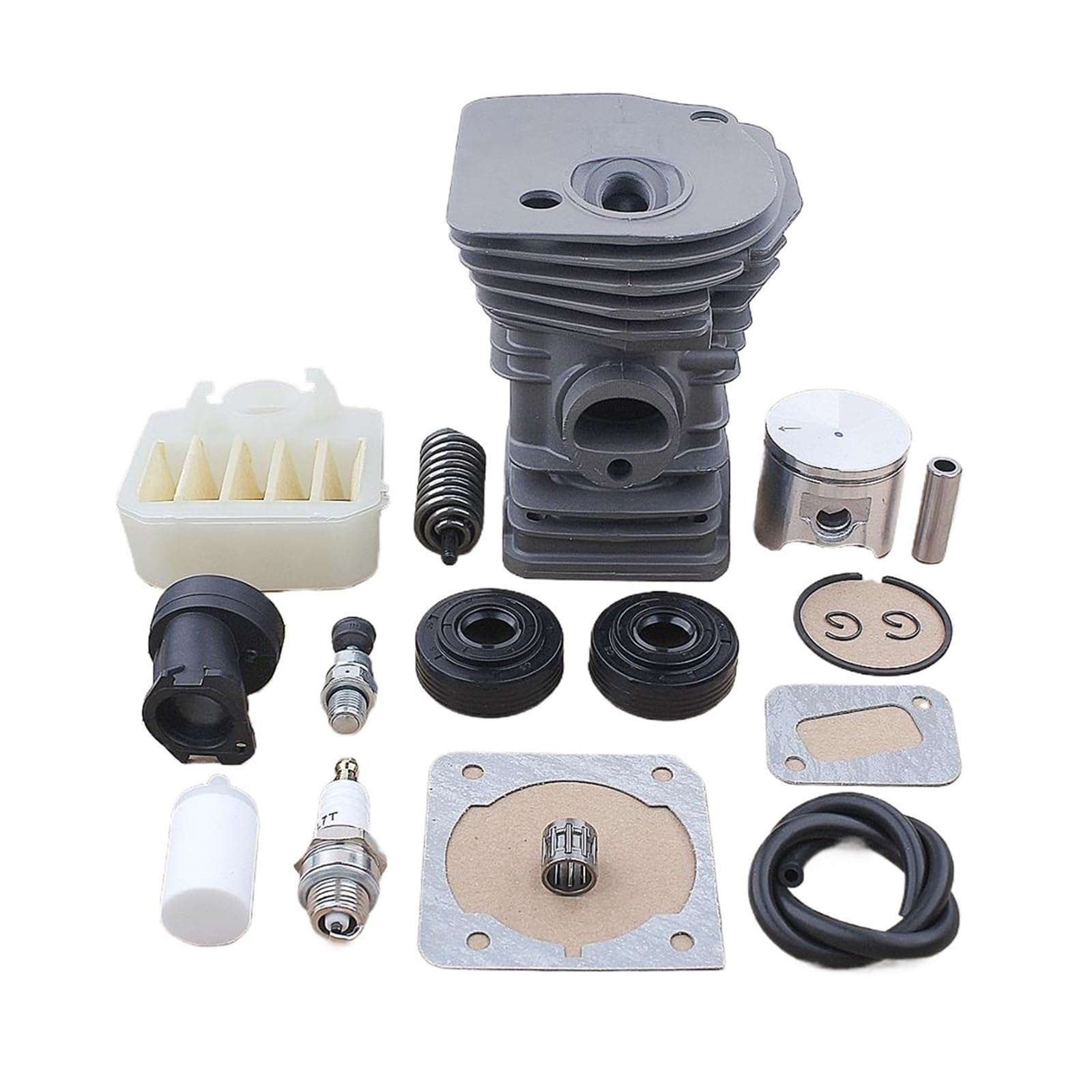 Kit de Filtro de Aire de pistón de Cilindro de 42 mm for Motosierra 340, 345 y 350 (503870276, 537024002w, Sello de Aceite, Tubo de admisión, Resorte Amortiguador AV)