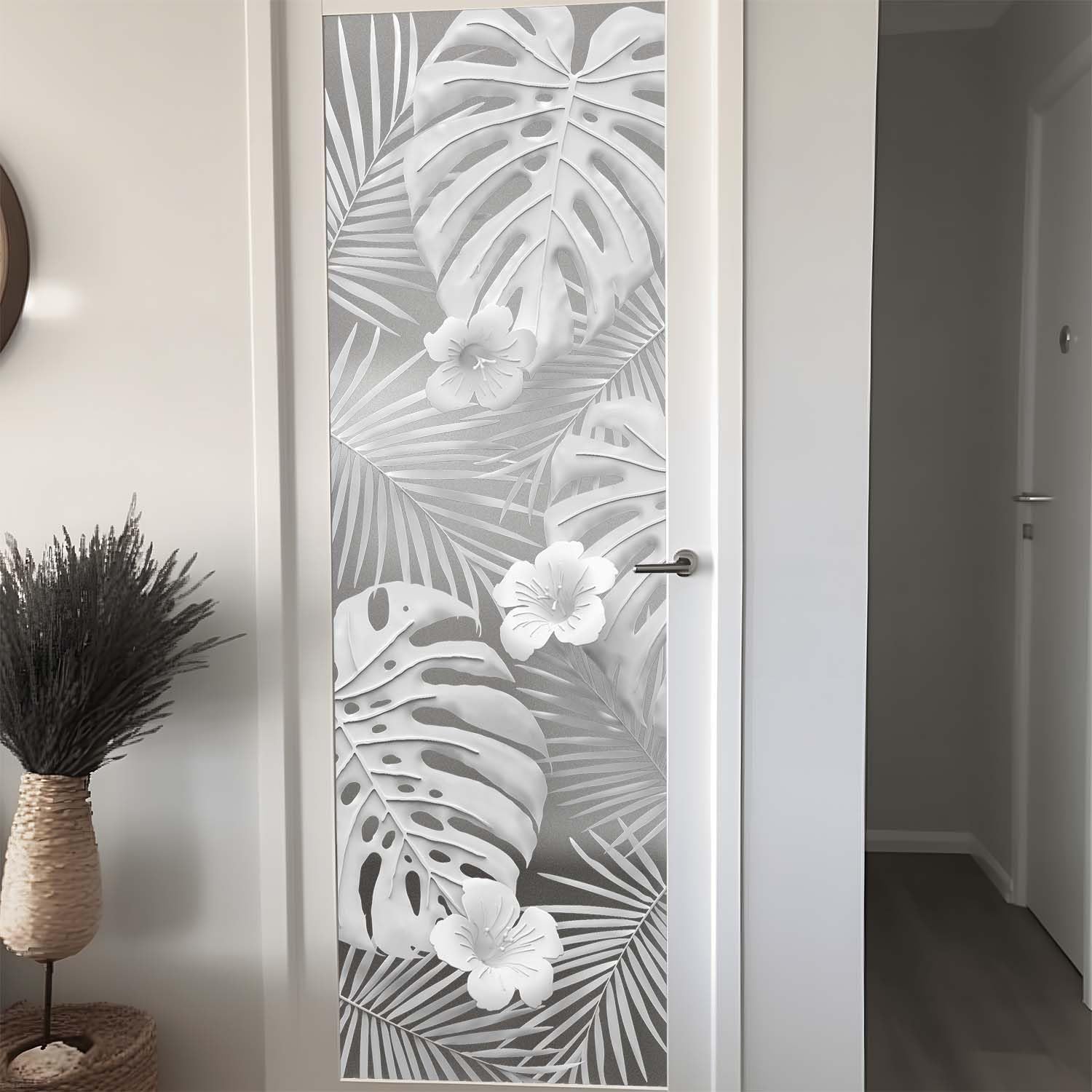 Film fenêtre anti regard plantes tropicales opaque 58x180cm