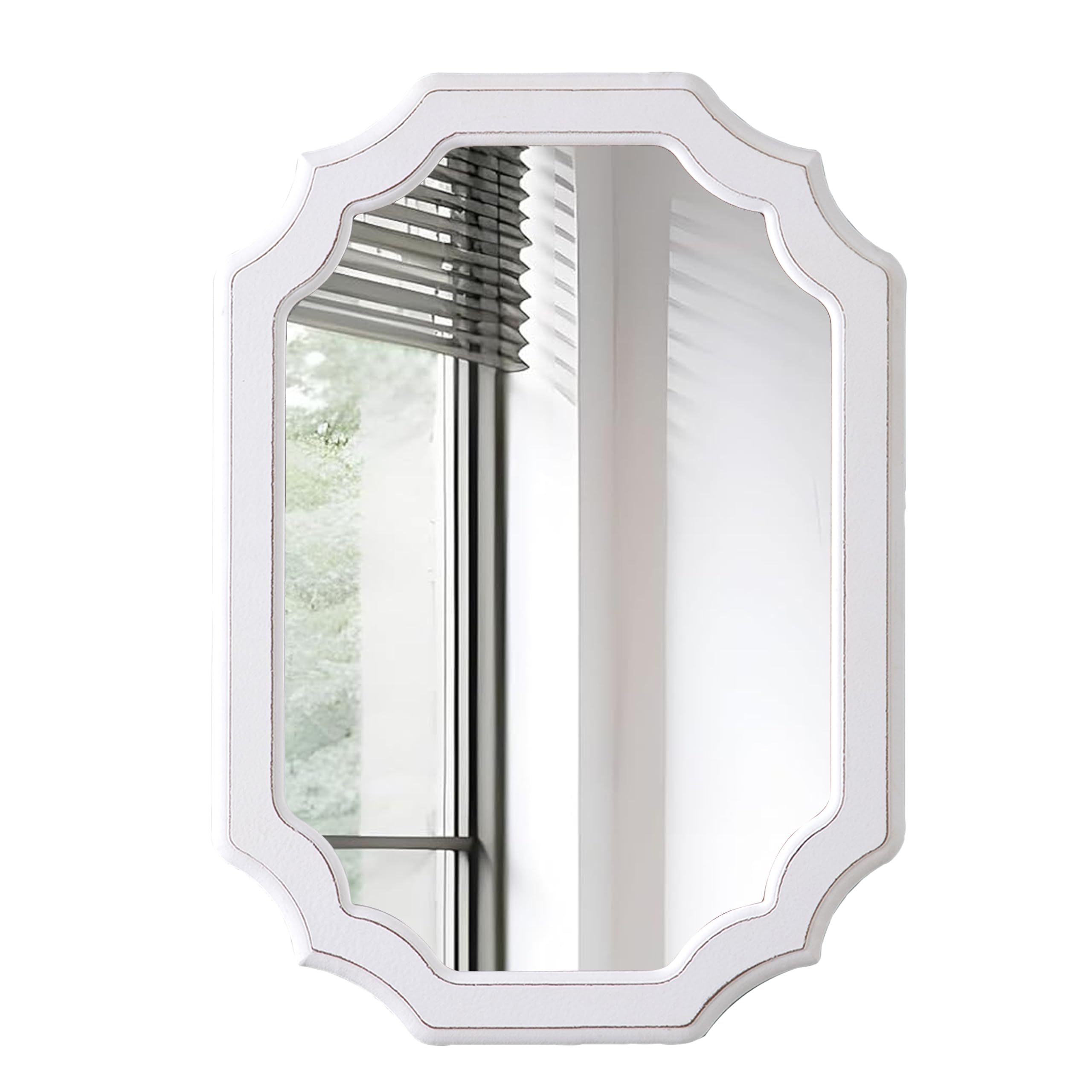 Espejos ovalados rústicos para decoración de pared de 17 x 23 pulgadas, espejo vintage blanco envejecido hecho a mano para baño, dormitorio, espejo de pared de madera decorativo de granja, 8