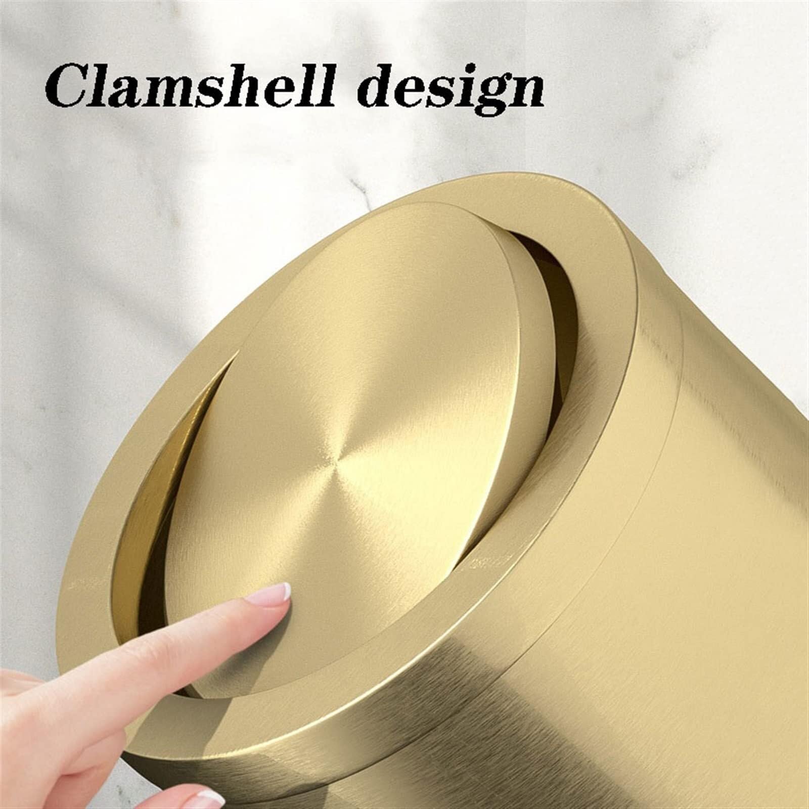 Cestino gettacarte Dorato da 9/15 Litri, Leggero in Acciaio Inox, con Coperchio Girevole, for la casa, Soggiorno, Camera da Letto, Cucina, gettacarte(9L)