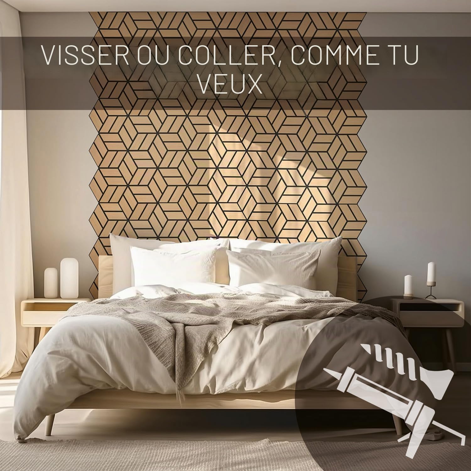 Homestyle4u Lot de 10 panneaux acoustiques hexagonaux - 30 x 26 x 2 cm - Naturel - Traitement acoustique - Insonorisation - Décoration murale