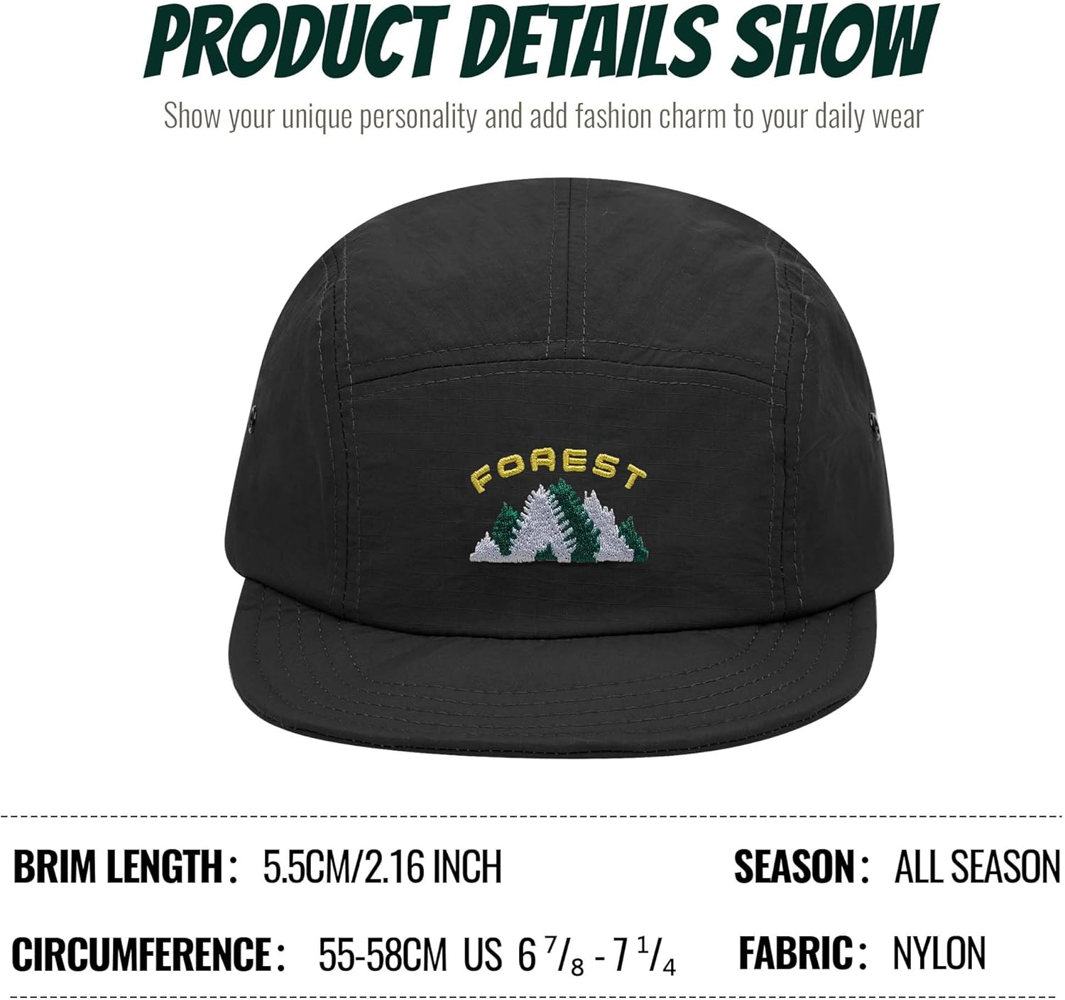 Clakllie Unstructured 5 Panel Baseball Cap Quick Dry Nylon Flat Brim Hat Breathable Short Brim Hats for Outdoor Sports - Image 3