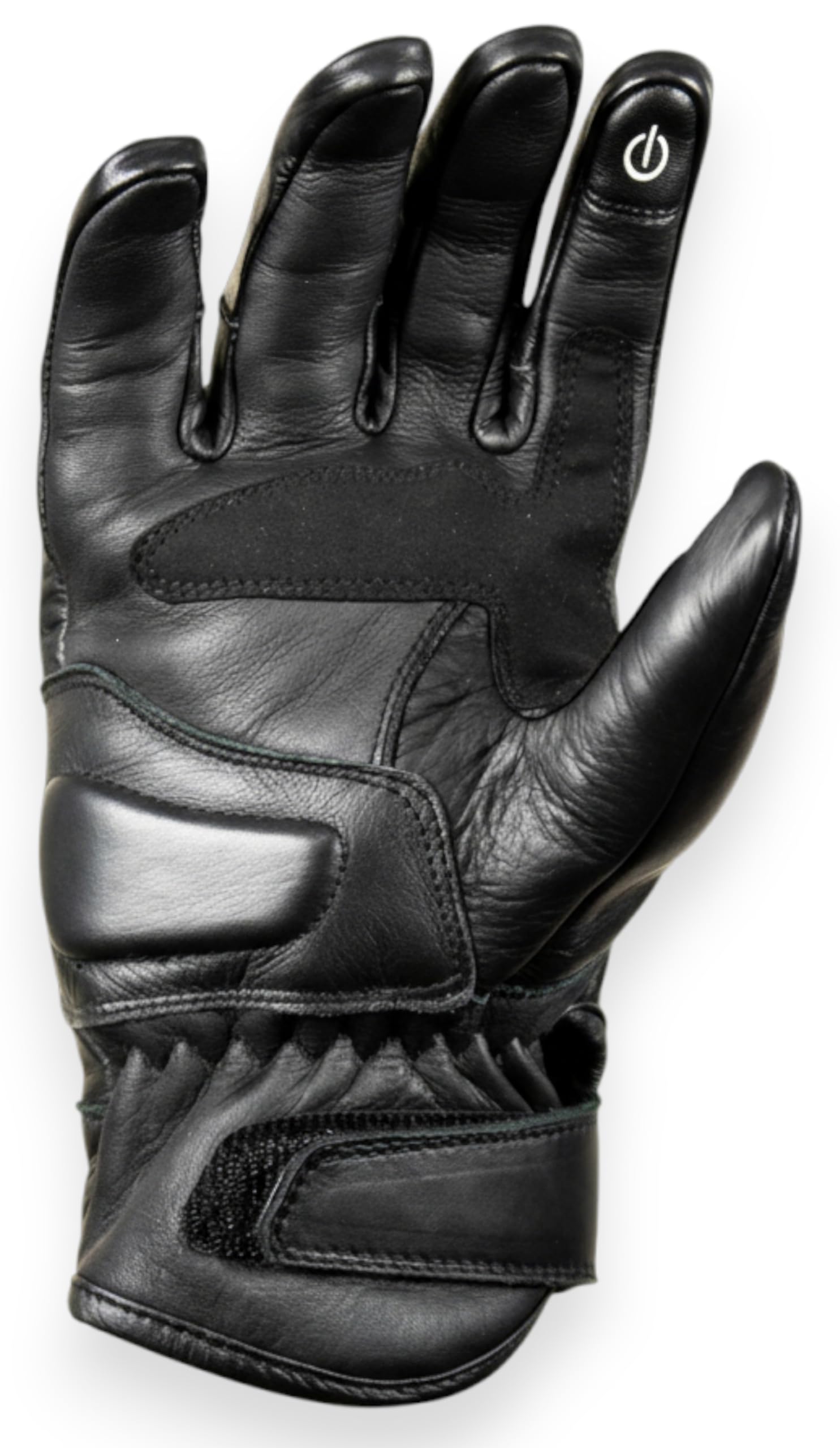MDM Motorradhandschuhe Herren Leder, Retro Biker Handschuhe Chopper, Touchscreen Funktion, Rindsleder, Knöchelprotektor, rutschfeste Handfläche