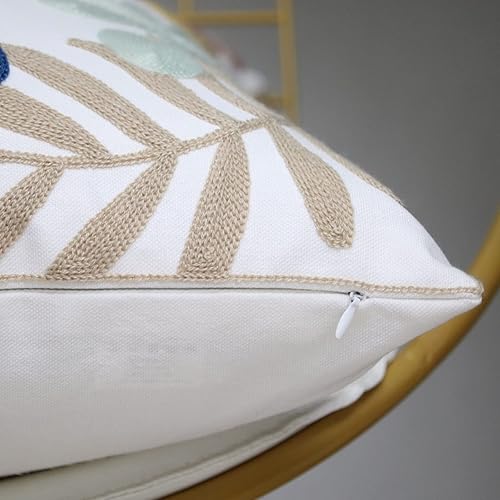 Miniatura 7 de Pilmandu Paquete de 2 fundas de almohada decorativas bordadas de 18 x 18 pulgadas, fundas de almohada florales de granja para sala de estar, sofá