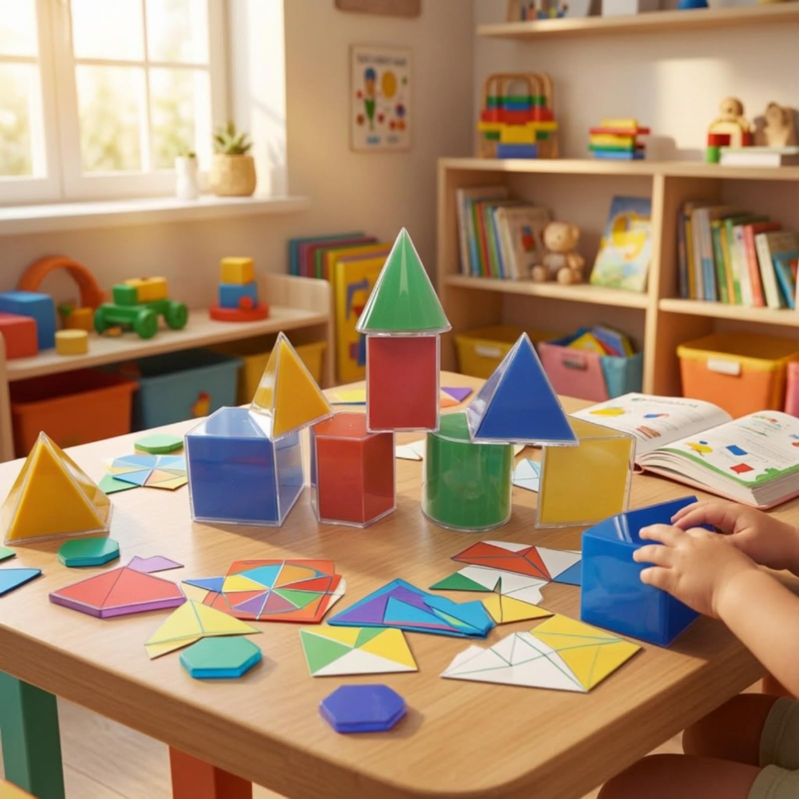 8 Pezzi Solidi Geometrici con Sviluppi Resistente Forme Geometriche Tridimensionali Pratico Set Didattico di Geometria per Insegnanti, Bambini, Scuola