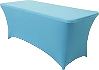 Vista 67 de Obstal Funda de mesa de elastano elástica de 4 pies para mesas plegables estándar, paquete de 2 manteles rectangulares universales ajustables