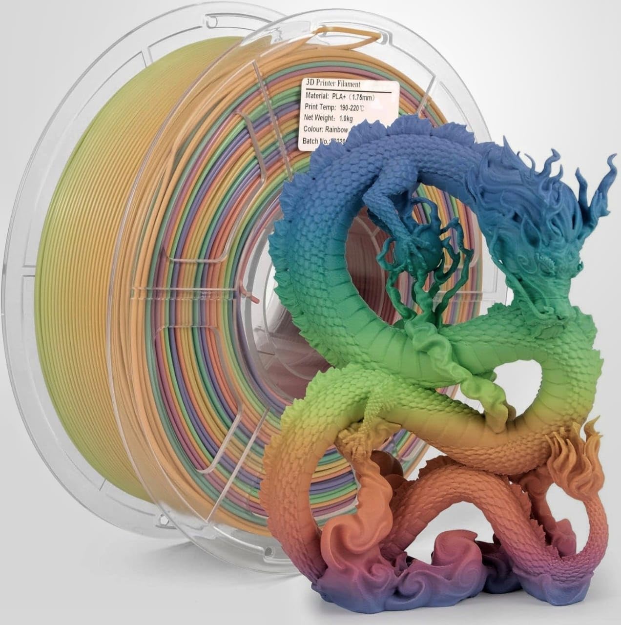 FiLAMONT PLA Silk Filament 1.75mm, 3D Printer Filament, Shiny Silk 1.75 PLA Filament, 1kg(2.2Lbs)/Spool (Silk Rainbow)