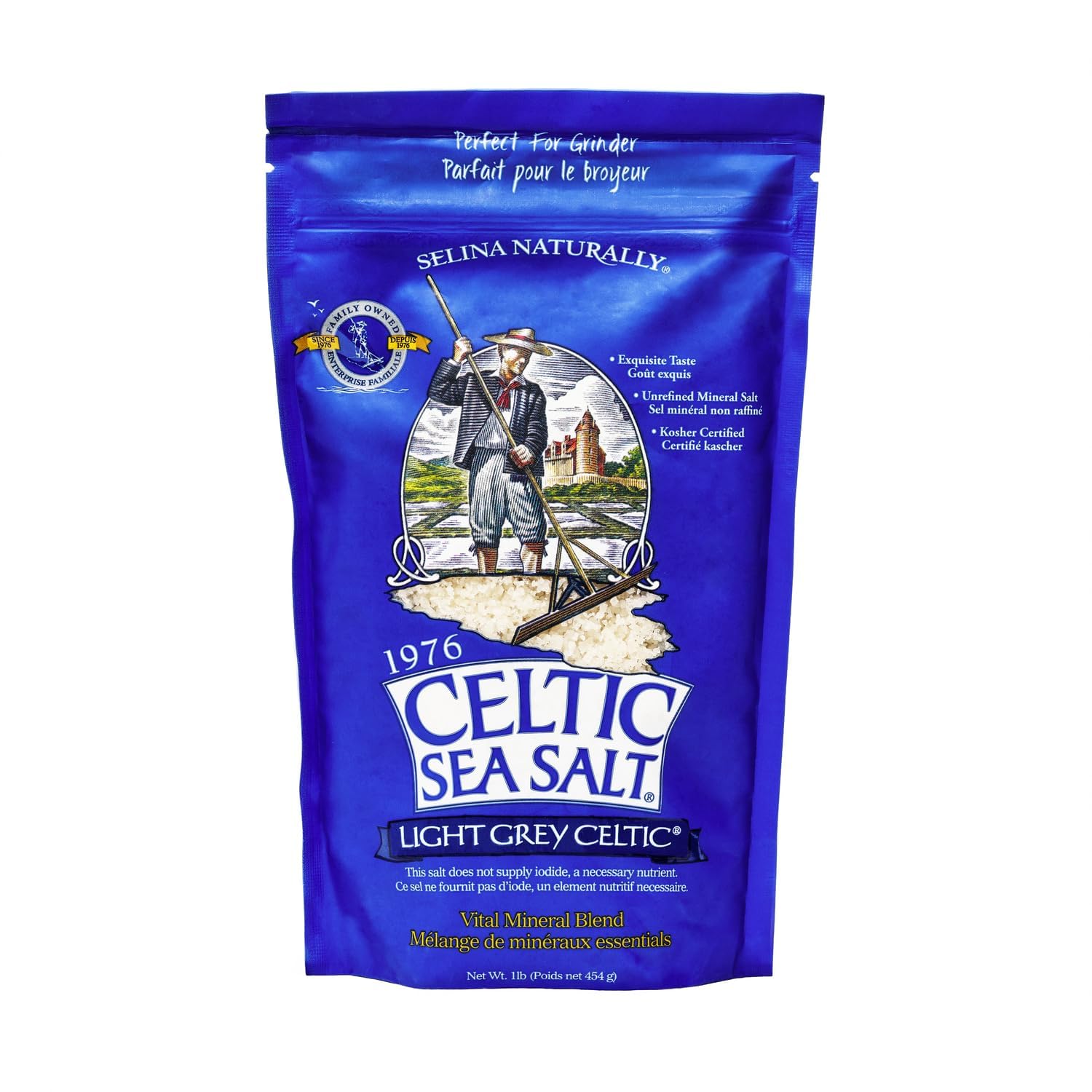 Light Grey Celtic coarse sea salt, 1 lb. bag - Pack of 2