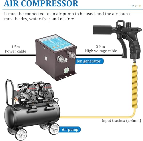 Miniatura 6 de Pistola de aire ionizante mejorada de 7 KV, pistola de aire antiestática, ionizador, eliminador estático + generador de alto voltaje (una pistola