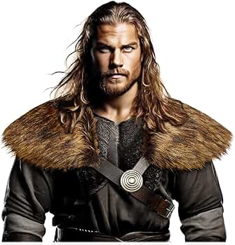 ジャケット・アウター Birthday Bash Fur Collar Mantle Amazon.com: L'VOW Men Viking Fur Collar Shawl with Belt