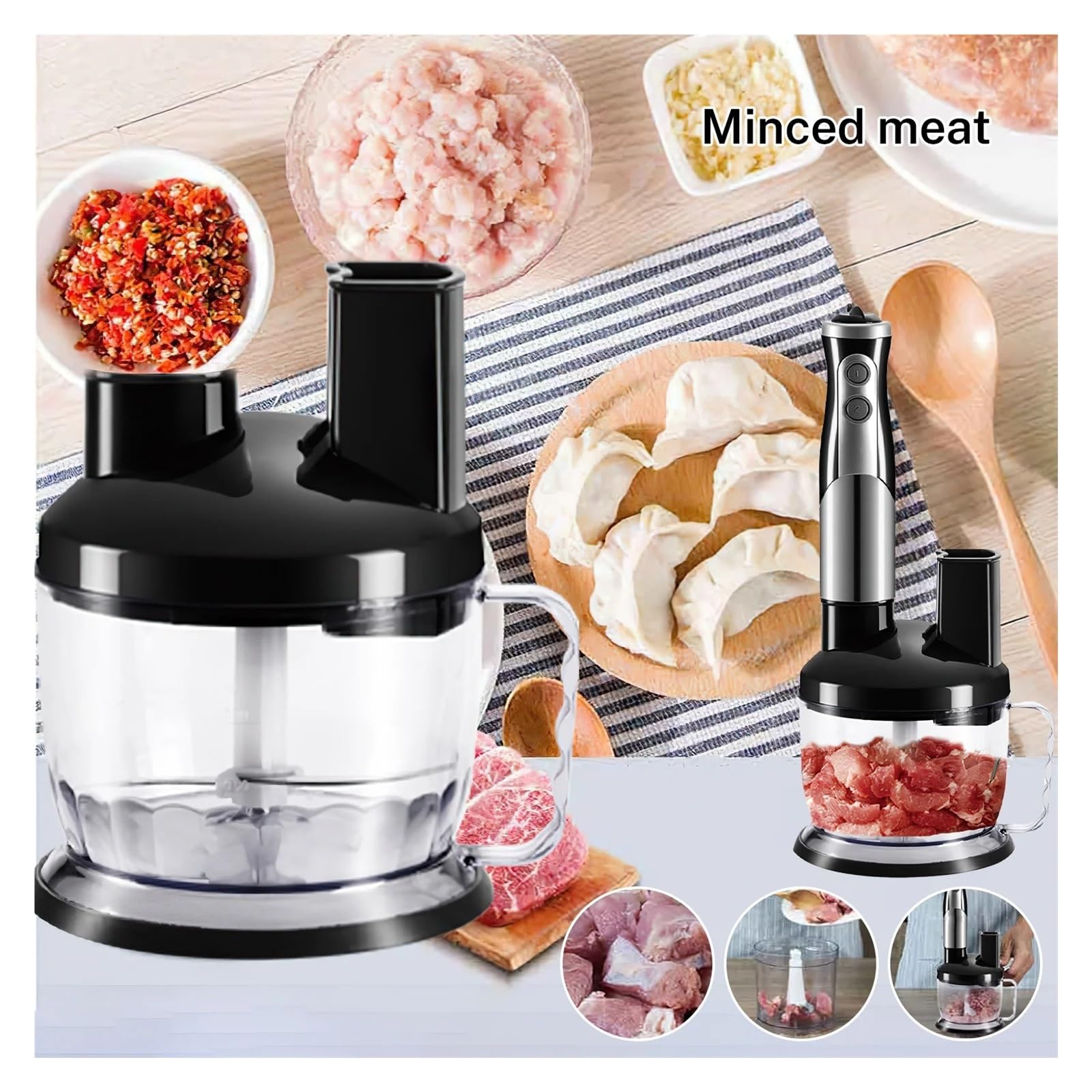 2-częściowy 8 W 1 Wielofunkcyjny Blender Ze Stali Nierdzewnej, Robot Kuchenny, Krajalnica Do Warzyw, Maszynka Mielenia Mięsa, Siekacz, Mikser Żywności, Sokowirówka Sonifer Szybkie Wydajne Miksowanie