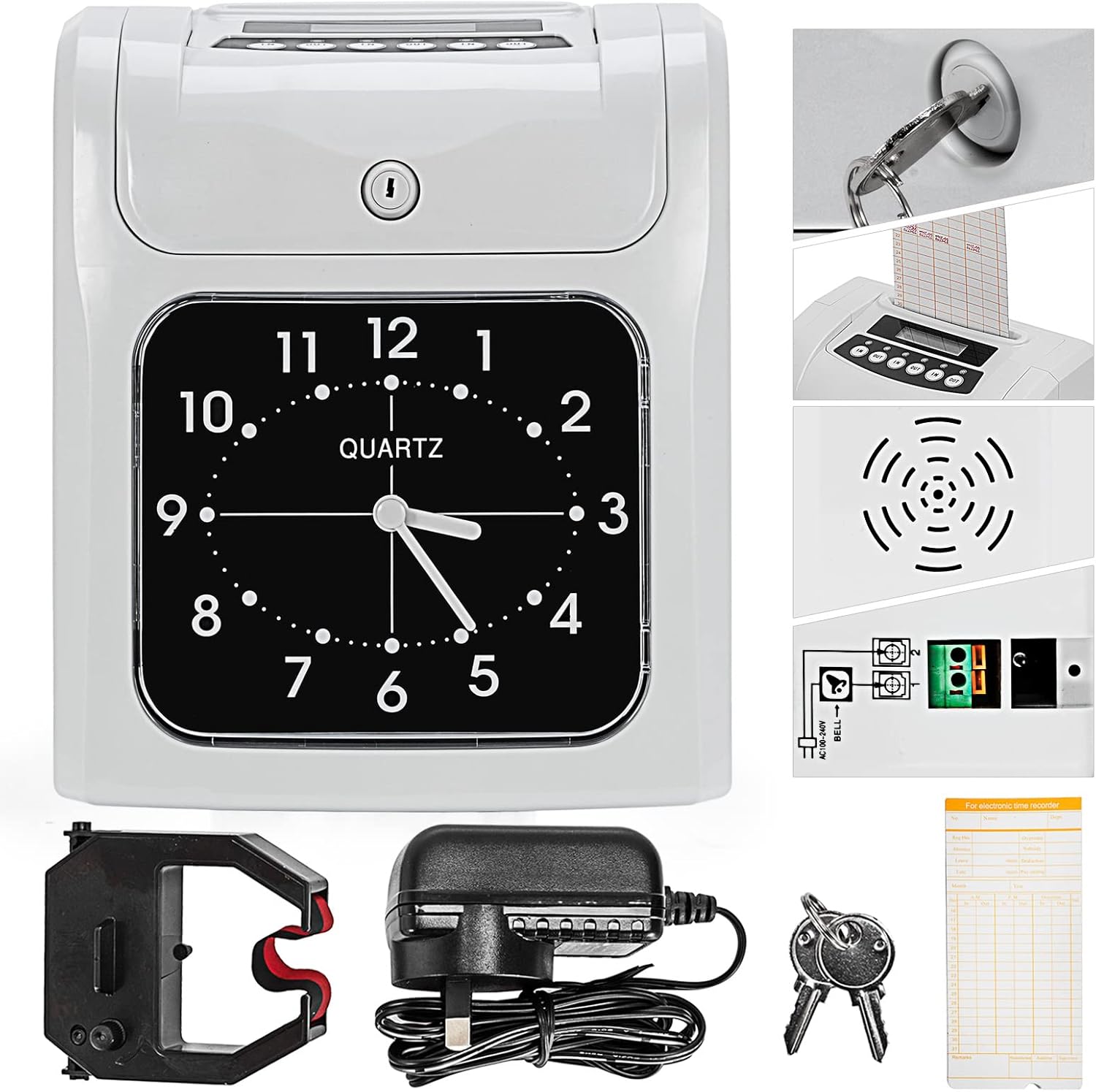 VEVOR Punch Time Clock, Time Clocks for Employees Small Business Include 50 Time Cards Amazon