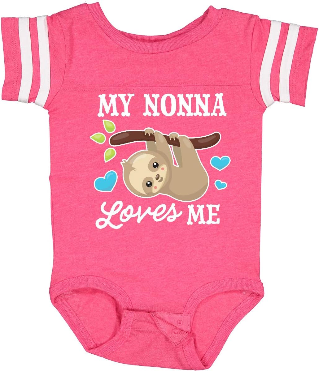 inktastic My Nonna Loves Me with Sloth and Hearts Baby Bodysuit