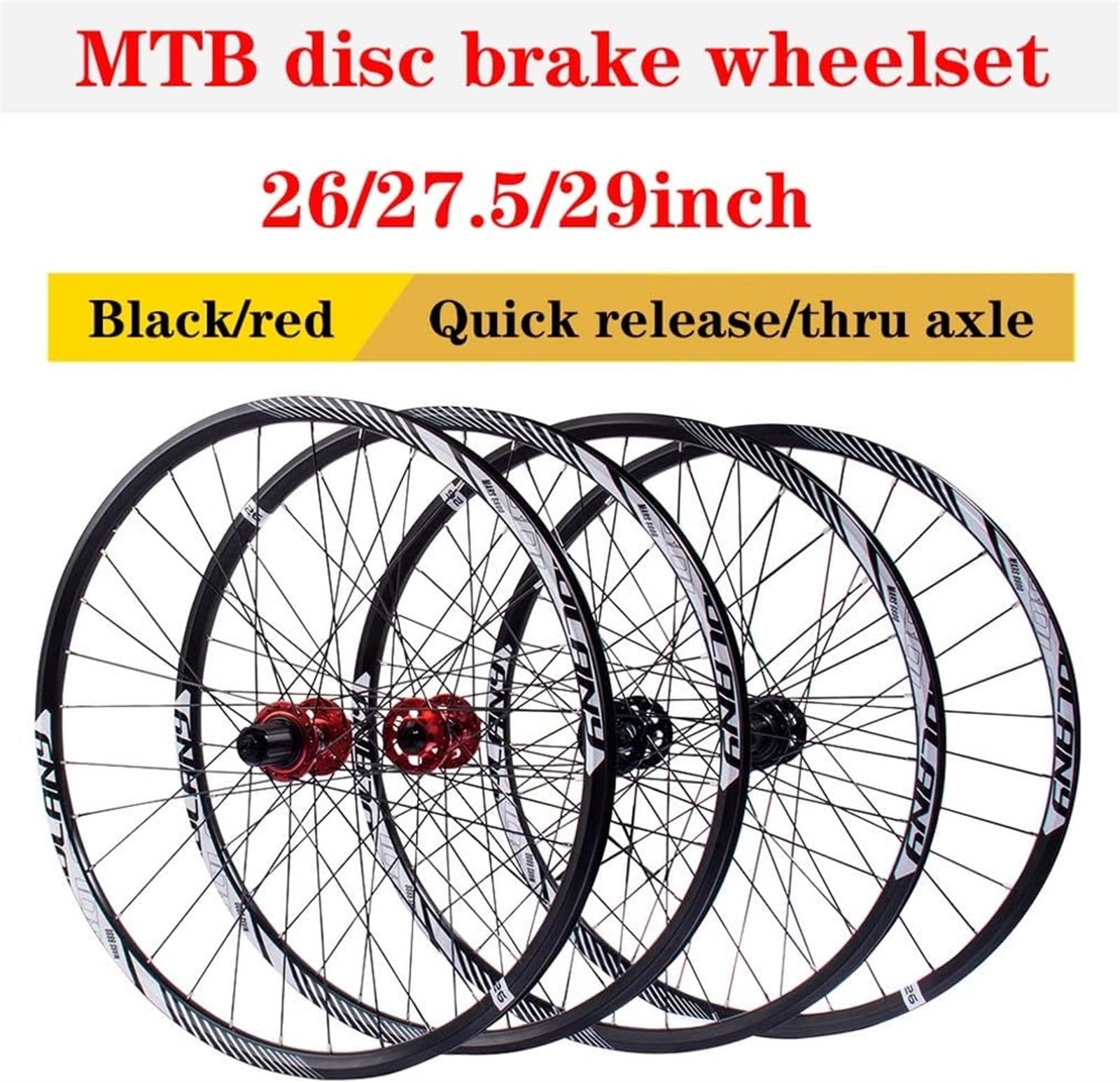 Ruedas, Juegos De Ruedas De Bicicleta De Montaña, Llantas De Bicicleta, Frenos En V, Pernos De Rueda De Bicicleta De Montaña, Ruedas Macizas (Color: Negro 1 Pieza) (Color : Rosso, Size : 27.5inch)
