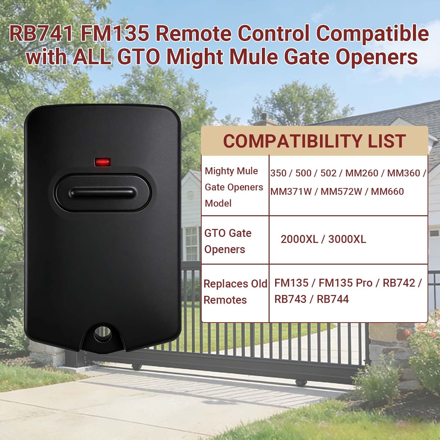 Wireless Digital Keypad Compatible with Mighty Mule Gate Opener 300MHZ Fm137 for Mighty Mule Keypad wtih Rb741 Remote for Mighty Mule Gate Opener Remote 318MHZ