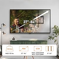 Vista 5 de ELIVED - Soporte de pared para TV para la mayoría de televisores de 37 a 84 pulgadas, capacidad máxima de carga 54.4 kg. Soporte de TV inclinable